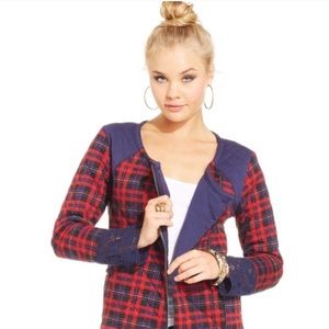 Jessica Simpson blue and red plaid jacket